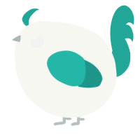 A white and turquoise chicken
