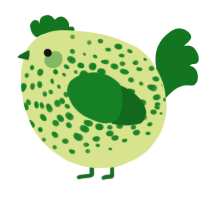 A lemon and leaf chicken with a speckle pattern