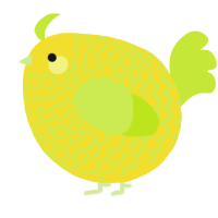 A yellow and lime chicken with a lace pattern