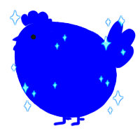 A ultramarine chicken with a lace pattern