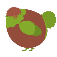 A russet and chartreuse chicken with a head pattern