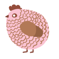A rose and brown chicken with a lace pattern