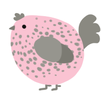 A rose and ash chicken with a speckle pattern