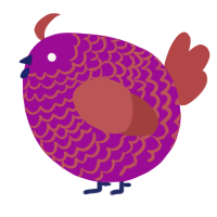 A plum and red chicken with a lace pattern