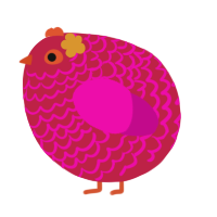 A crimson and fuchsia chicken with a lace pattern
