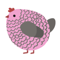 A pink and grey chicken with a lace pattern