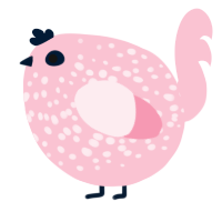 A rose chicken with a speckle pattern