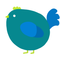 A teal and sapphire chicken