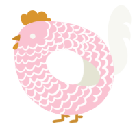 A rose and white chicken with a lace pattern