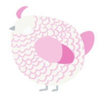 A white and pink chicken with a lace pattern