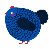 A ultramarine and tumblr chicken with a lace pattern