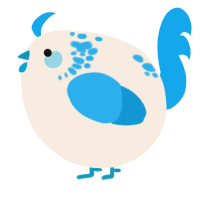 A cream and sky chicken with a neck-speckle pattern