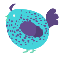 A aqua and overcast chicken with a speckle pattern