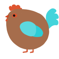 A brown and aqua chicken