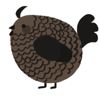 A bark and sable chicken with a lace pattern