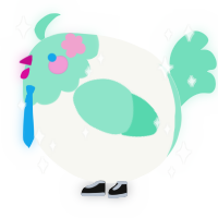 A white and mint chicken with a head pattern