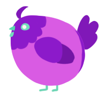 A orchid and violet chicken with a head pattern