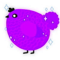 A violet chicken with a lace pattern