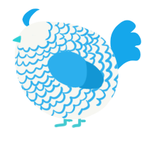 A white and sky chicken with a lace pattern