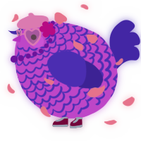 A orchid and indigo chicken with a lace pattern