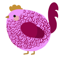 A lavender and maroon chicken with a double-lace pattern