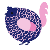 A navy and pink chicken with a lace pattern