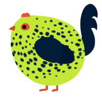 A lime and tumblr chicken with a speckle pattern