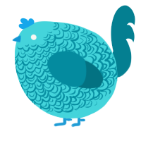A aqua and sea chicken with a double-lace pattern