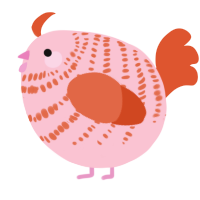 A rose and vermilion chicken with a bar pattern