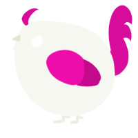 A white and fuchsia chicken