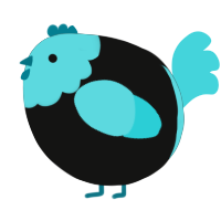 A black and aqua chicken with a head pattern