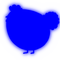 A ultramarine chicken with a head pattern