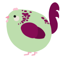 A gluppy and wine chicken with a neck-speckle pattern