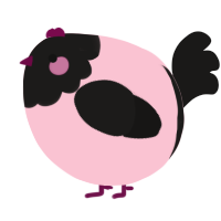 A rose and sable chicken with a head pattern