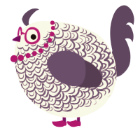 A white and overcast chicken with a double-lace pattern