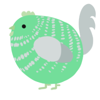 A spring and silver chicken with a bar pattern