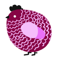 A maroon and lavender chicken with a lace pattern