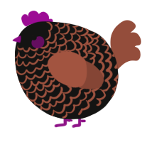 A black and russet chicken with a lace pattern