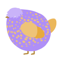 A lilac and honey chicken with a speckle pattern