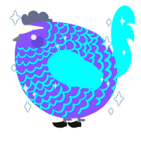 A olive and red chicken with a lace pattern