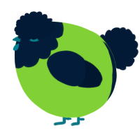 A grass and tumblr chicken with a head pattern