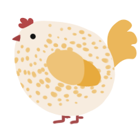 A cream and honey chicken with a speckle pattern