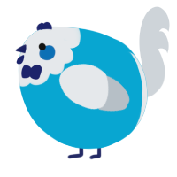 A cerulean and mist chicken with a head pattern