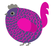 A overcast and fuchsia chicken with a lace pattern