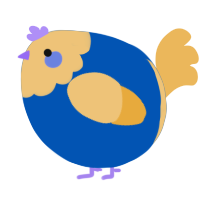 A ultramarine and honey chicken with a head pattern