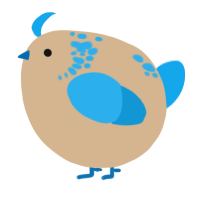 A beige and sky chicken with a neck-speckle pattern
