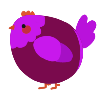 A wine and amethyst chicken with a head pattern