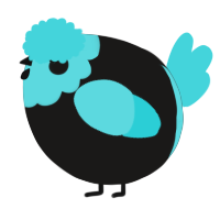A sable and aqua chicken with a head pattern