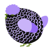 A black and lilac chicken with a lace pattern