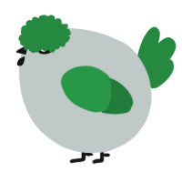 A silver and viridian chicken